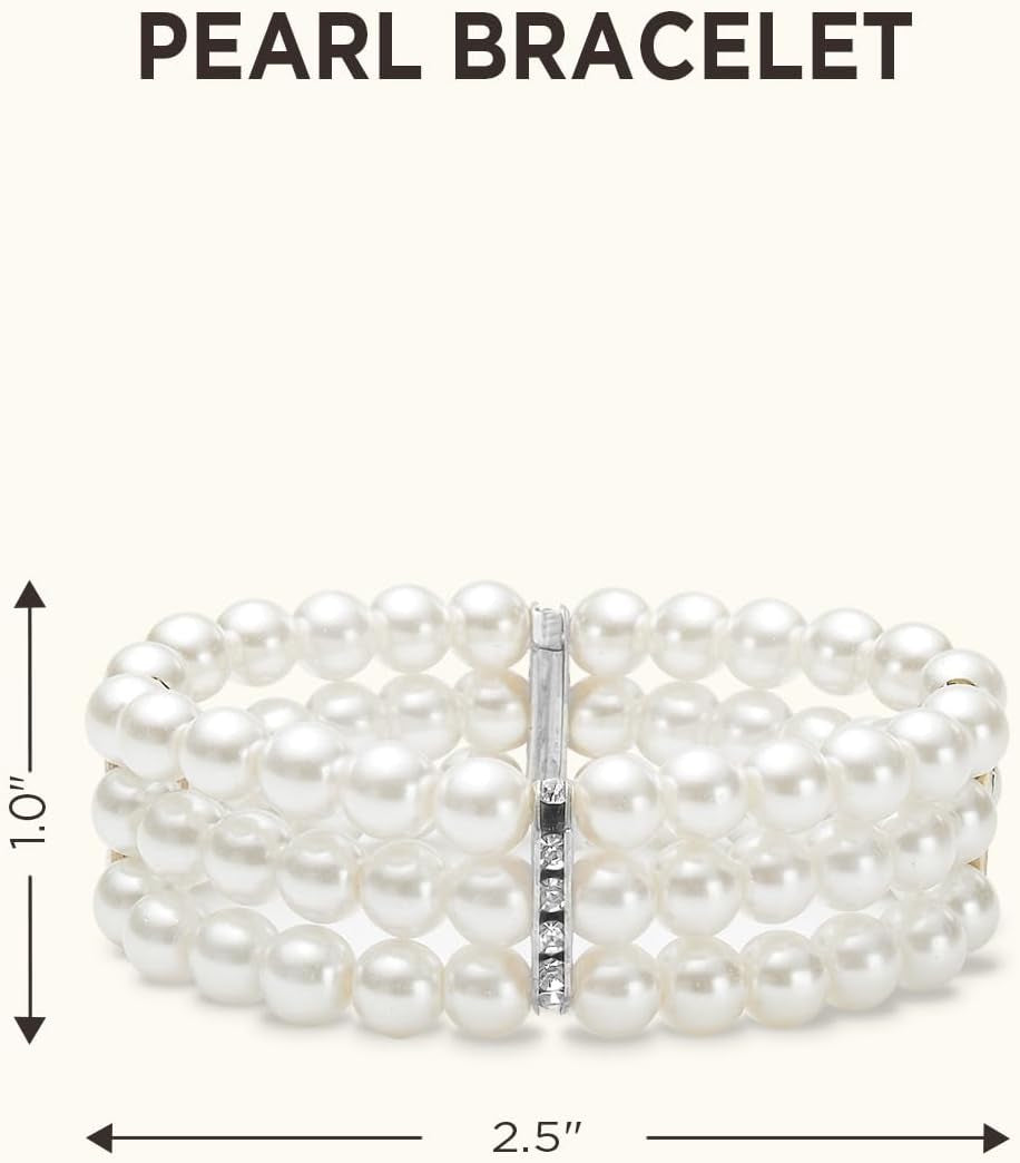 1920S Flapper Accessories Great Gatsby Costume Accessories 20S Flapper Headband Pearl Necklace Gloves Plastic Holder